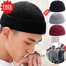Cuff Beanie Knit Hat Cap Slouchy Skull Ski For Men Women Plain Winter Warm Hats