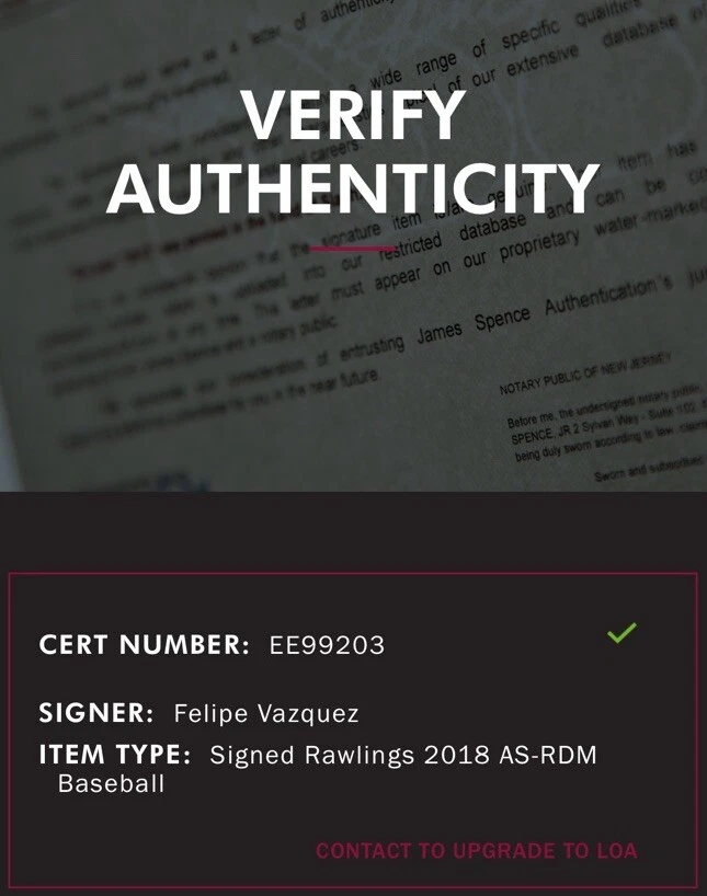 Felipe Vazquez Pittsburgh Pirates Signed Auto All Star Games Baseball JSA COA - Image 3 of 4