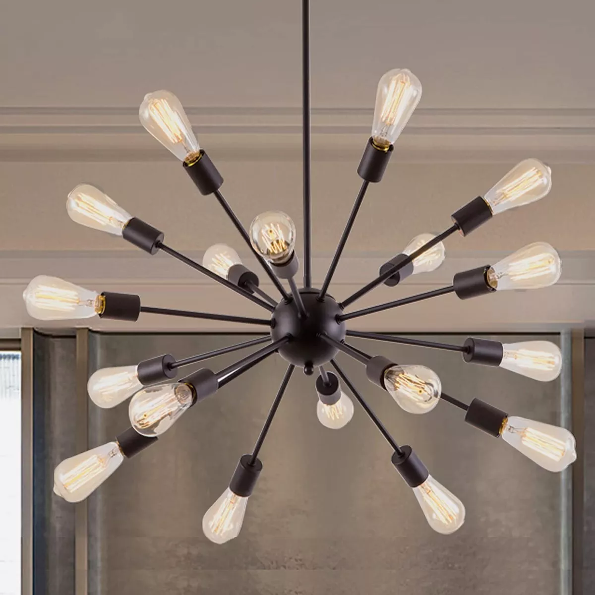 Mid Century Sputnik Chandeliers Black Modern 18 Light Farmhouse