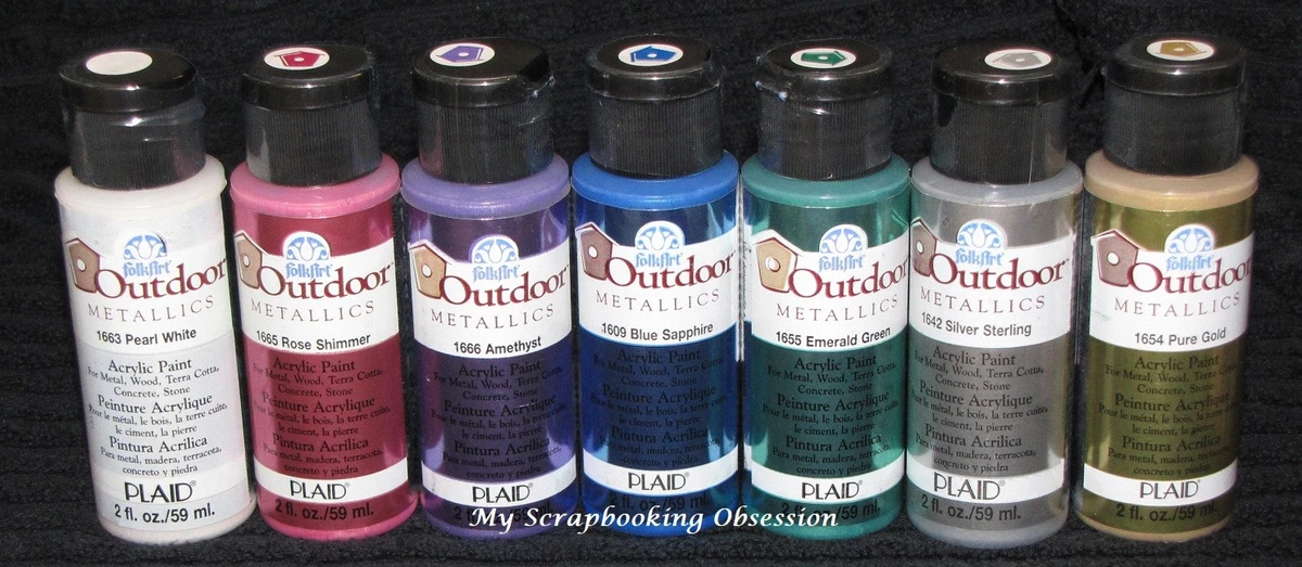 PLAID FOLKART 'OUTDOOR METALLIC ACRYLIC PAINT' (You Choose) 59ml, Outdoor Acrylic Paint