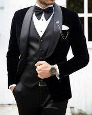Men's Designer Tuxedo Velvet 3 Piece Slim Fit Suit For Groom and Wedding Wear