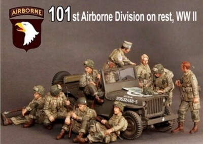 #ad #ad 1 48 resin model WWII US 101 airborne troops 9 man Big Set Unassembled Unpainted $36.76
