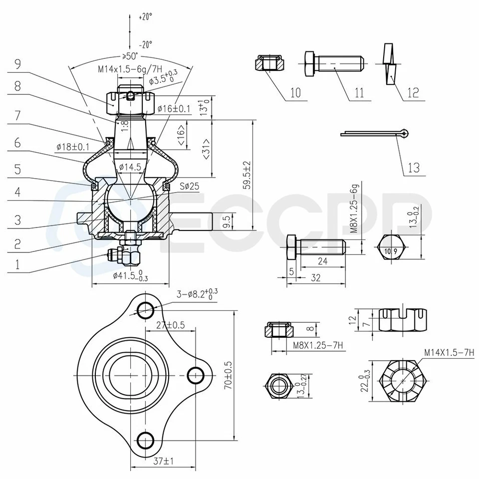 8x rótulas superiores inferiores delanteras barras de amarre para Mitsubishi Montero Sport 1997-2004 Foto 3 de 4
