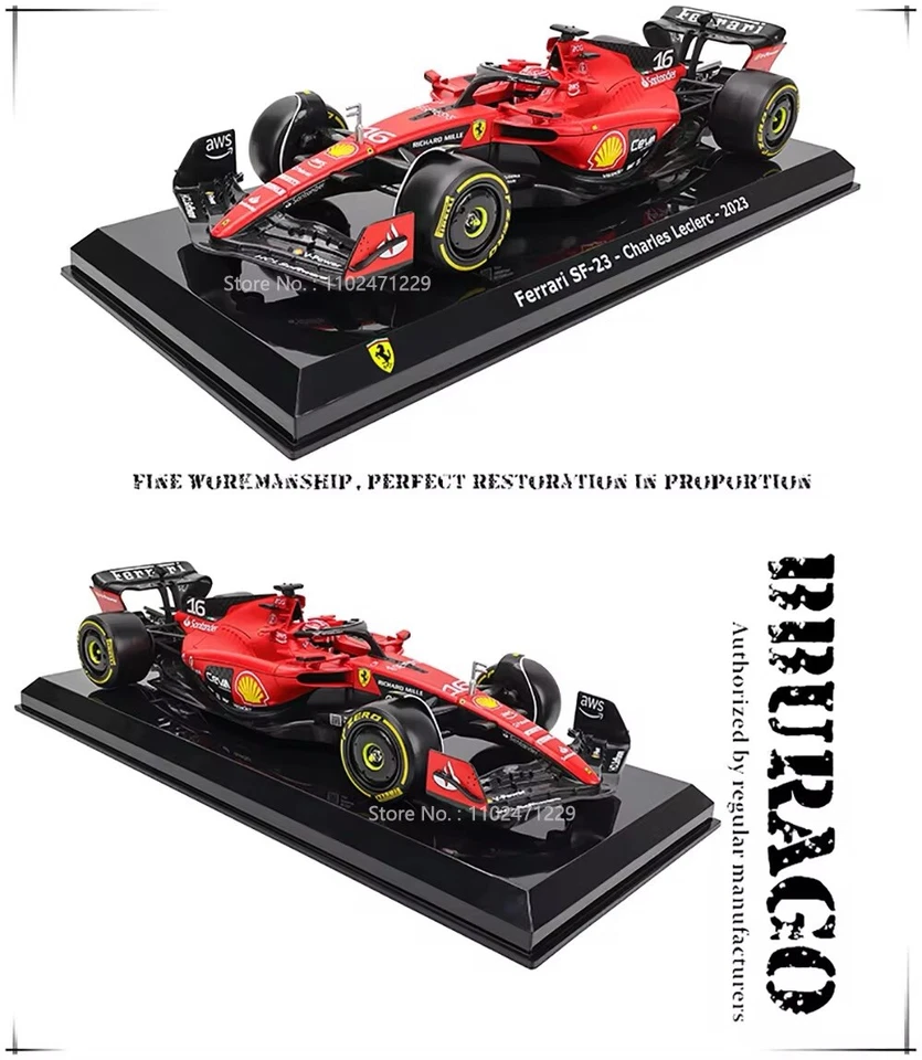 Macchina Ferrari F1 C Leclerc 2023 SF-23 Burago Scala 1:24 Formula 1 Con vetrina - Immagine 2 di 4