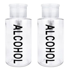 Botella dispensadora de bomba empuja hacia abajo líquida Pana de 10 oz con etiqueta de alcohol - transparente 2 piezas