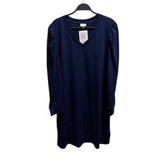 LuLaRoe Size 2XL Ava Mutton Sleeve Dress Navy Blue V-Neck Knee Length NEW NWT