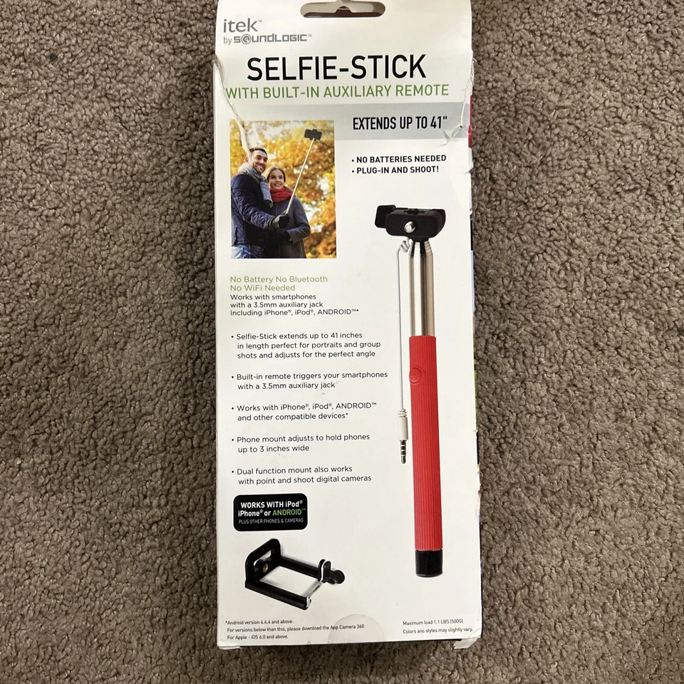 itek Selfie-Stick with built in Auxillary Remote New Damaged Box - Image 4 of 4