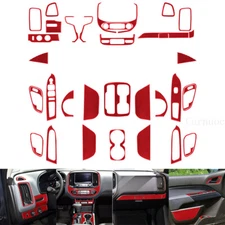 38pcs For Chevrolet Colorado Red Carbon Fiber Whole Car Interior Trim Set