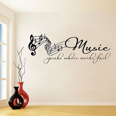 MUSIK SPRICHT WO WORTE VERSAGEN WANDAUFKLEBER WANDBILD VINYL TRANSFER MODERN