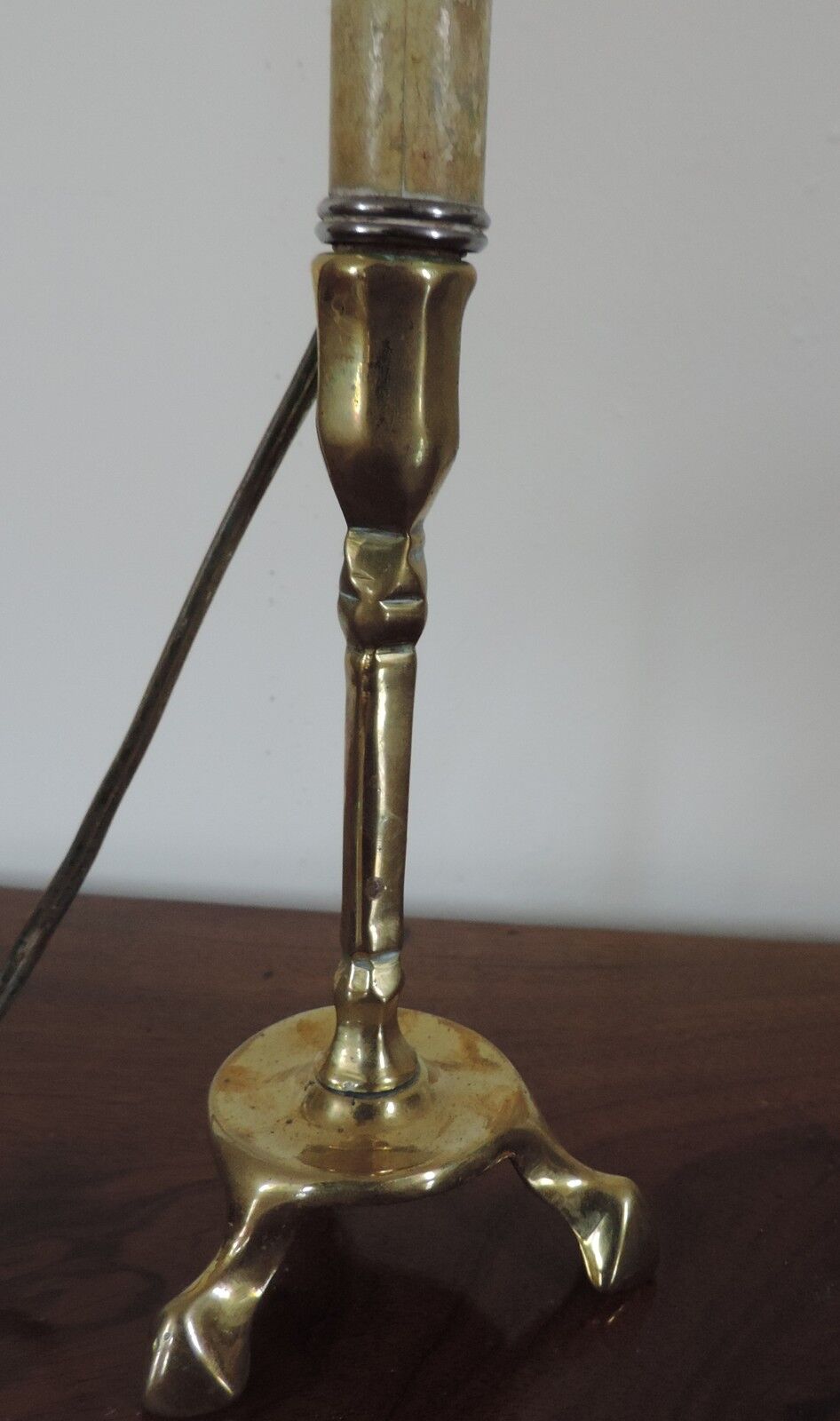 Rare Form Antique 18th century English Brass Candlestick as Lamp Georgian