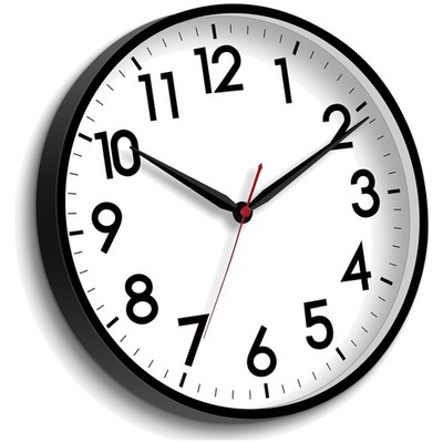 Modern 16 Inch Wall Clock, Battery Operated, Silent - Black