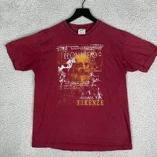 Vintage Leonardo Di Vinci Art Museum Shirt Men's Medium 90's Red JHK