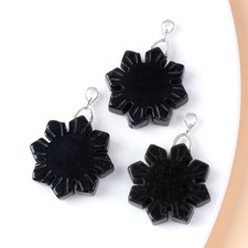 10pcs Natural Obsidian Stone Snowflake Pendant Healing DIY Jewelry Making 30mm