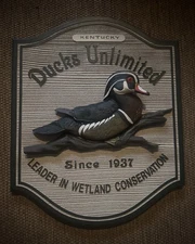 Rare Ducks Unlimited Kentucky Sign  19”x15” By Big Sky Carvers