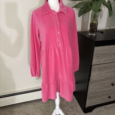 ASOS Velvet Dress Emerald Pink Above Knee Long Sleeve Button Bodice Size 8