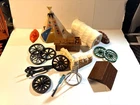 Lot of assorted play set parts (some damaged) from different sets.