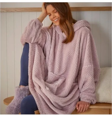 Dunelm Waffle Fleece Oversized Hoodie Lilac Pink Purple BNWT RRP £18