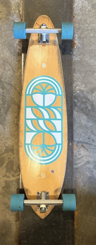 Pintail Longboard Cruiser Natural Wood Teal Geometric Complete Shred Boots 41”