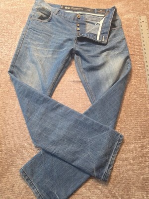 Mens Crosshatch Wash Blue Denim  Jeans 36 x 33 Button Fly 