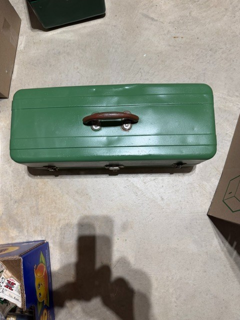 vintage steel tackle box 2 tray 15 compartments refurbished nice