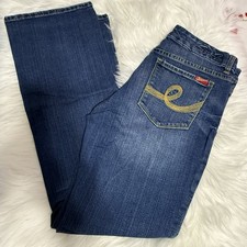 Seven 7 Womens Denim Jeans Dark Wash Mid Rise Stretch Bootcut Flared Sz 12