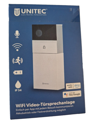 UNITEC WiFi Türkamera inklusive Funkgong mit Smartphone App Smart Life von Tuya