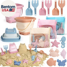 Lot de Jouets de Plage pour Enfants 3-10, Seaux de Sable Pliables avec Moules de Plage et Maille