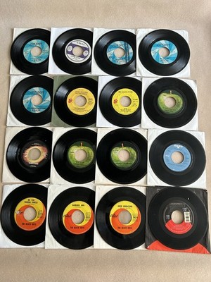 BEATLES ROLLING STONES BEACH BOYS LOT OF SIXTEEN 7  SINGLES 45 RPM RECORDS