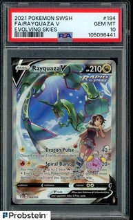 2021 Pokemon SWSH Evolving Skies #194 FA Rayquaza V PSA 10 GEM MINT