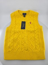 RALPH LAUREN KID'S POLO PONY-MOTIF VEST YELLOW SIZE M 8-10