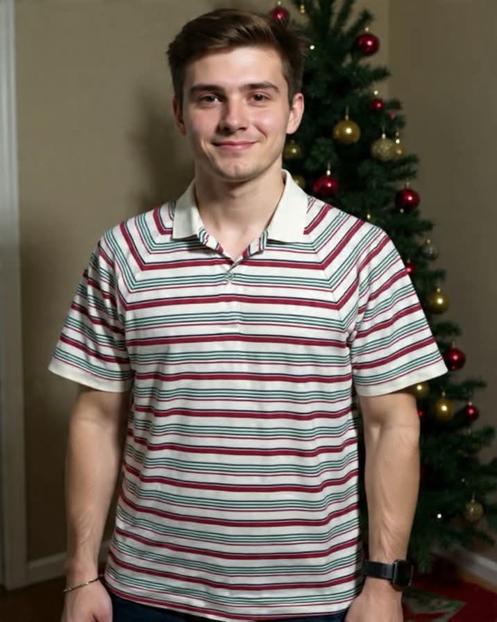 Cacharel, VTG 1990s Candy Cane Christmas Cacharel Shirt Men's Large Green Red Stripe White