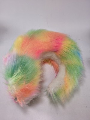 Rainbow Faux Fur Costume Tail Belt Loop Attachment Pastel Cosplay Fursuit