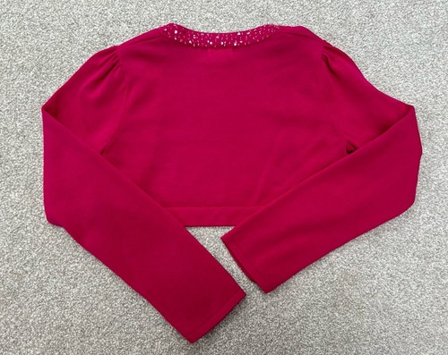 BNWOT Girls Monsoon Bright Pink Bolero Cardigan With Sequin Trim, Age 9-10 Years - Picture 6 of 6