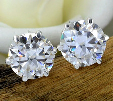 RARE 7.00 Ct Certified Round White Diamond Solitaire Studs In 925 Silver