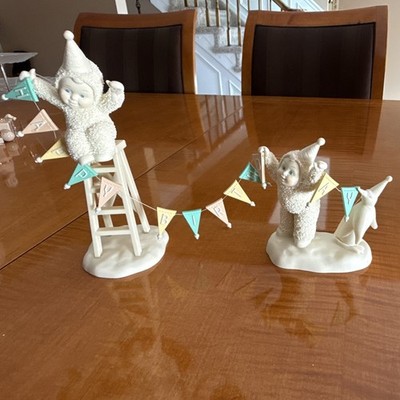 Department 56 Snowbabies Snowbaby ''It's Almost Time to Party'' 2pc Ceramic 2004