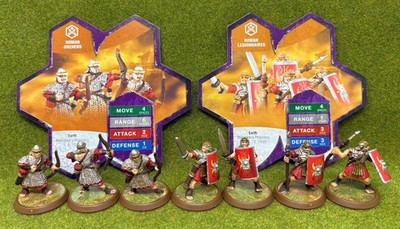 Heroscape: Roman Lot - Archers & Legionnaires Squads (7 Models & Original Cards)