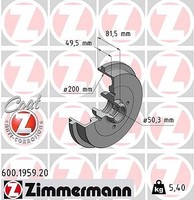2X Zimmermann Bremstrommel Hinterachse U.A. FüR Audi, Seat, VW