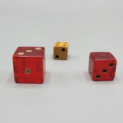 Vintage Clear Cherry Red Bakelite and Yellow Lot of 3 various sizes