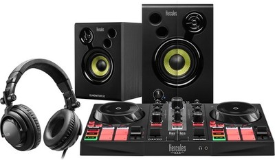 Hercules DJ Learning Kit MK2 DJ Controller Kopfhörer Studio Monitore Set Bundle