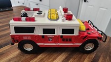 Vintage 2000 Tonka Hummer Fire Rescue Truck Lights Sounds Winch Toy Hasbro 17