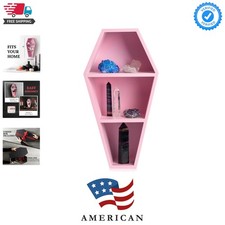 Coffin Shelf - Spooky Gothic Decor for The Home - Pink Hanging Wooden Shelf f...