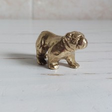 Vintage Bulldog Solid Brass Miniature Figurine Ornament Dog Animal L 6cm