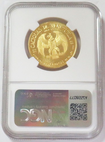 1959 GOLD VENEZUELA CHACAO CACIQUES CHIEF 15 GRAM NGC MS 64 - Picture 2 of 2