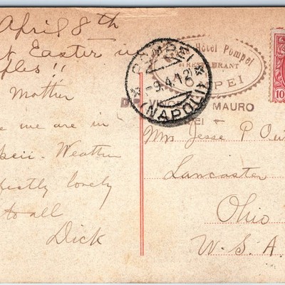 c1910s Pompei, Italy Foro Civile Mount Vesuvius Volcano Easter Postcard A338