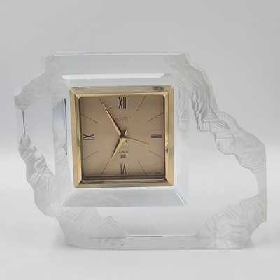 Vtg MIKASA Lofty Hoya Crystal Lead Mantel Desk Clock, 6