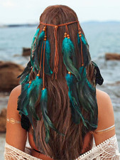 Boho Feather Headband Hippie Headpiece Gypsy Indian Costume Headdress Hair Acces