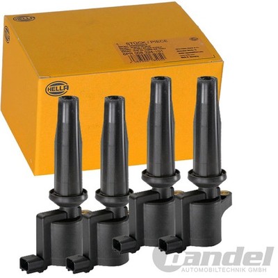 4X HELLA ZÜNDSPULE, 2 POLIG für FORD C-MAX FOCUS II MONDEO TRANSIT MAZDA VOLVO