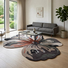 Modern Irregular Shaped Wool Rug Hand Tufted Abstract Area Carpet Living Room