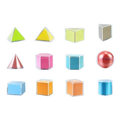 12 Stück 3D Formen Geometrisch Set Lernspielzeug Mathe Spielzeug Transparentes Muster