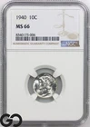 1940 Mercury Dime NGC MS 66 ** Superb Blast White Blazer!